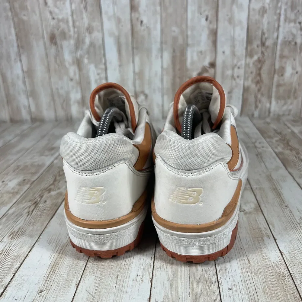 New Balance 550 White‎ Brown Tan Retro Basketball Sneakers Women's Size 10.5